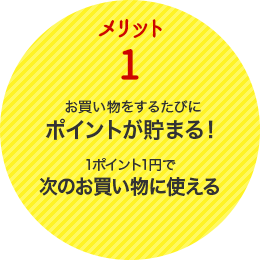 メリット1.お買い物する度にポイントが貯まる！