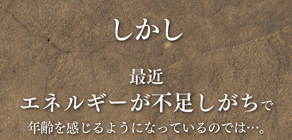 しかし　最近エネルギーが不足しがちで年齢を感じるようになっているのでは…。
